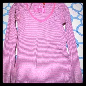 Pink & Grey Stripped Long Sleeved Shirt